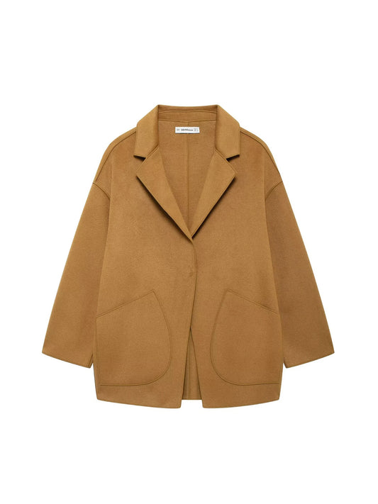 Kaki Ylleöverrock för Kvinnor – RÆNANCE | Tidlös Design i Mjuk Ylleblandning 0