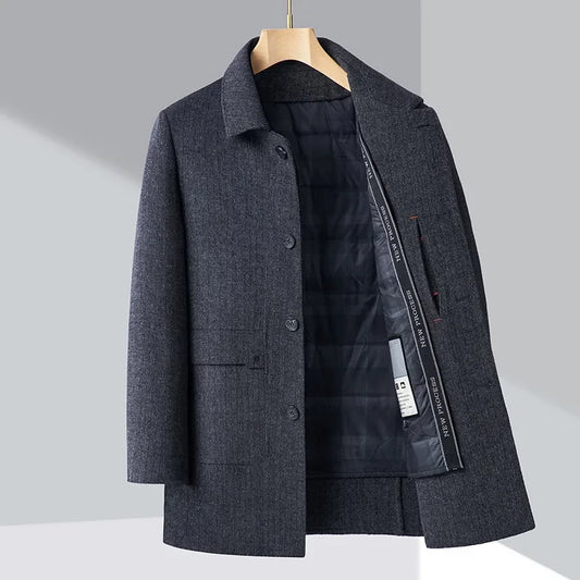 RÆNANCE – Dubbel Ansikte Ullrock Herr i Ull och Kashmir för Timeless Stil 1