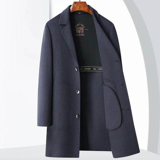 RÆNANCE – Dubbelsidig Mellanlång Överrock i Bomull och Ull för Minimalistisk Stil 4