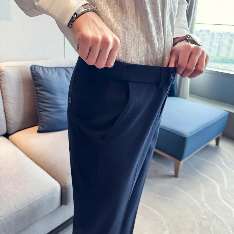 RÆNANCE – Eleganta Smala Byxor för Män med Elastisk Midja – Tidlös Design i Hållbart Material 5