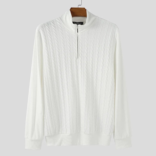 RÆNANCE – Enfärgad Herr Tröja med Dragkedja i Mjuk Polyester-Blandning 7