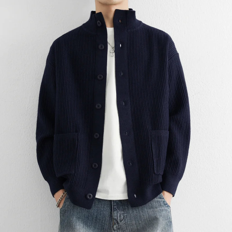 RÆNANCE – Halv Turtleneck Cardigan i Stickad Kvalitet för Tidlös Elegans 0