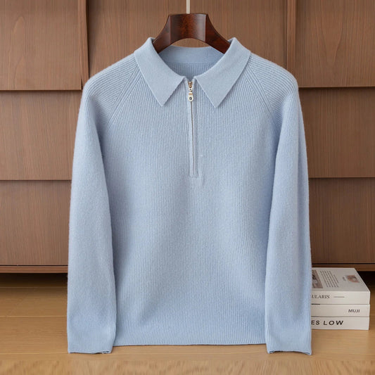 RÆNANCE – Milo Merino Herrtröja i 100 % Merinoull med Halvdragkedja 0