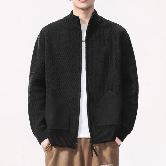 RÆNANCE – Vintage Stativkrage Kofta för Män i Mjuk Akryl – Tidlös Design för Vardags- och Formella Tillfällen 1