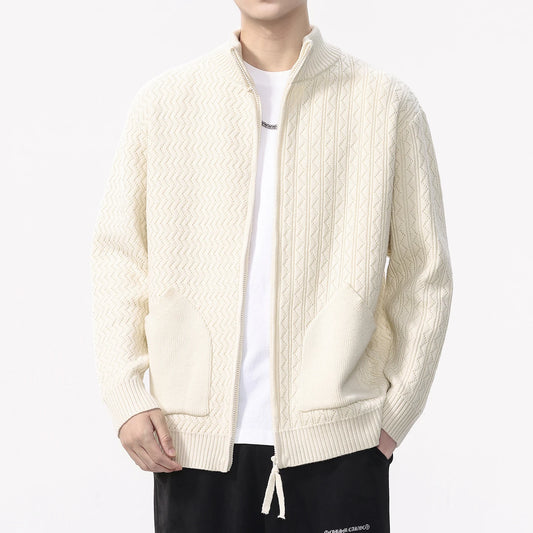 RÆNANCE – Vintage Stativkrage Kofta för Män i Mjuk Akryl – Tidlös Design för Vardags- och Formella Tillfällen 3