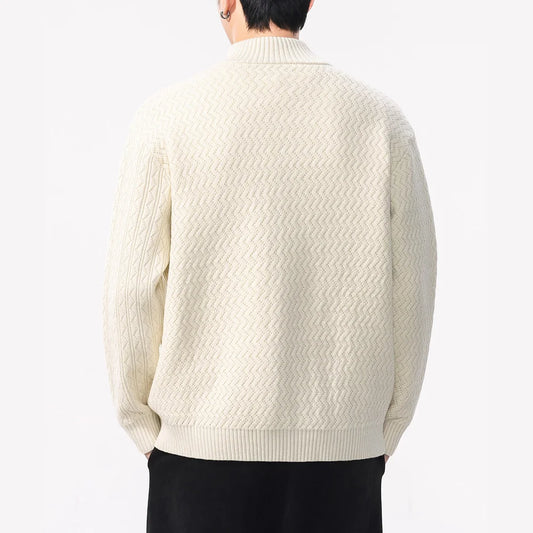 RÆNANCE – Vintage Stativkrage Kofta för Män i Mjuk Akryl – Tidlös Design för Vardags- och Formella Tillfällen 4